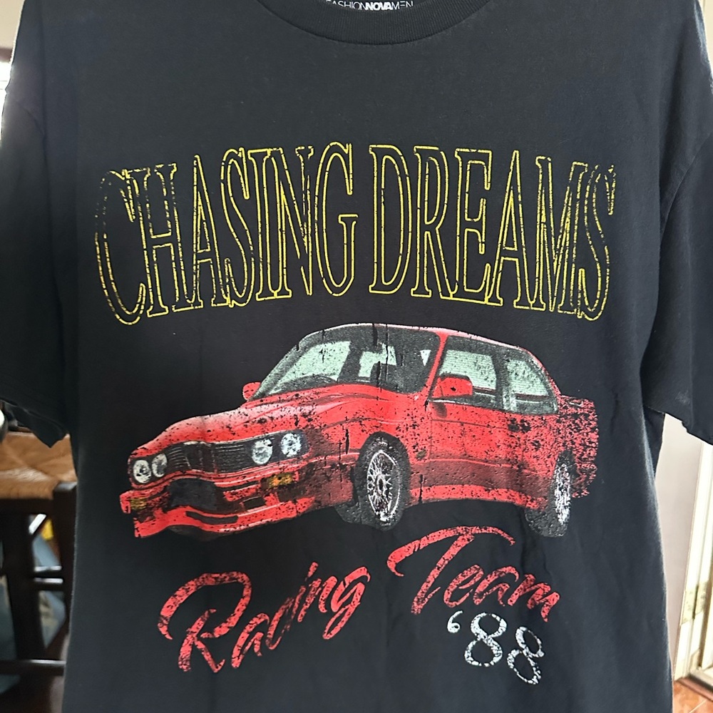 Fashion Nova Black Tee with Red Car Graphic